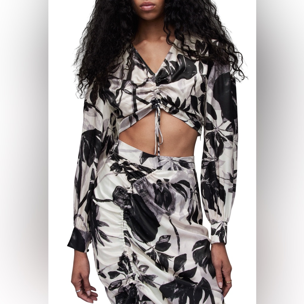 Allsaints Carlie Jackie Floral Cropped Blouse